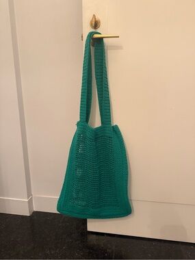 Faithfull the Brand Teal Crochet Tote Bag